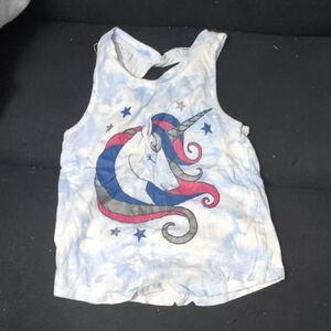 Unicorn Print Kids Tank Top - Blue and Pink